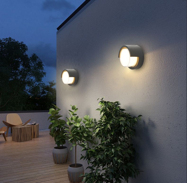 MDL Round Home Corridor Balcony Waterproof Sconce Creative Aluminum And Glass Backyard Exterior Light MDL- OWLI