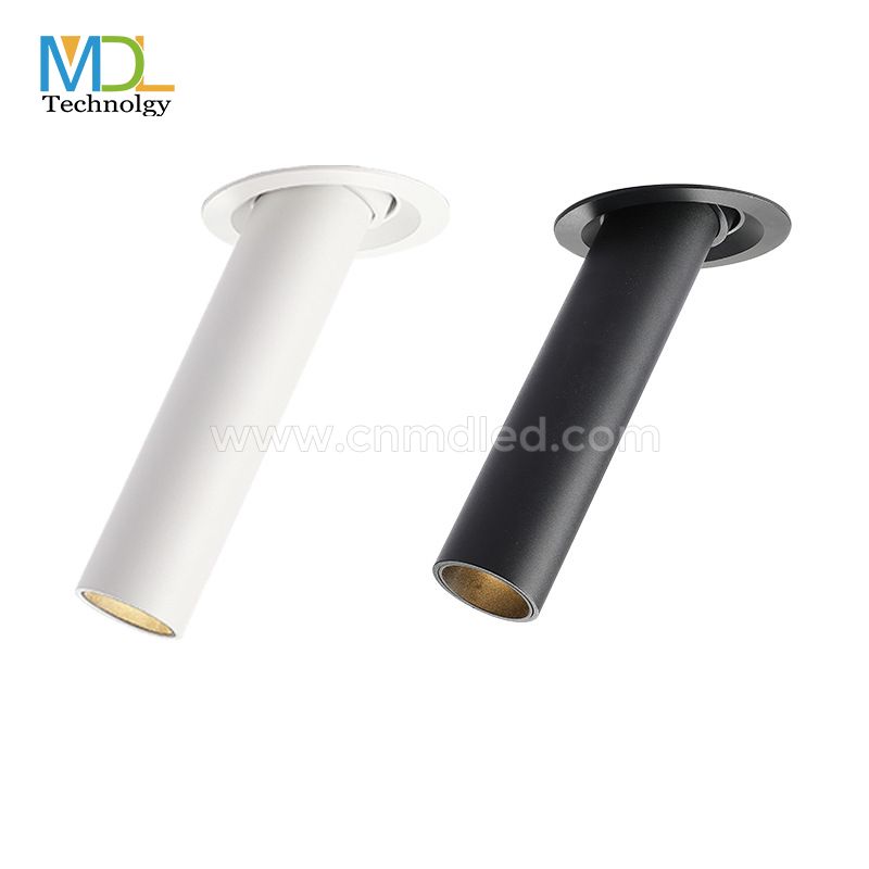 MDL BlackWhite Long Tube LED Downlight 12W Recessed LED Angle Swivel Spotlight Model: MDL-RDL7A