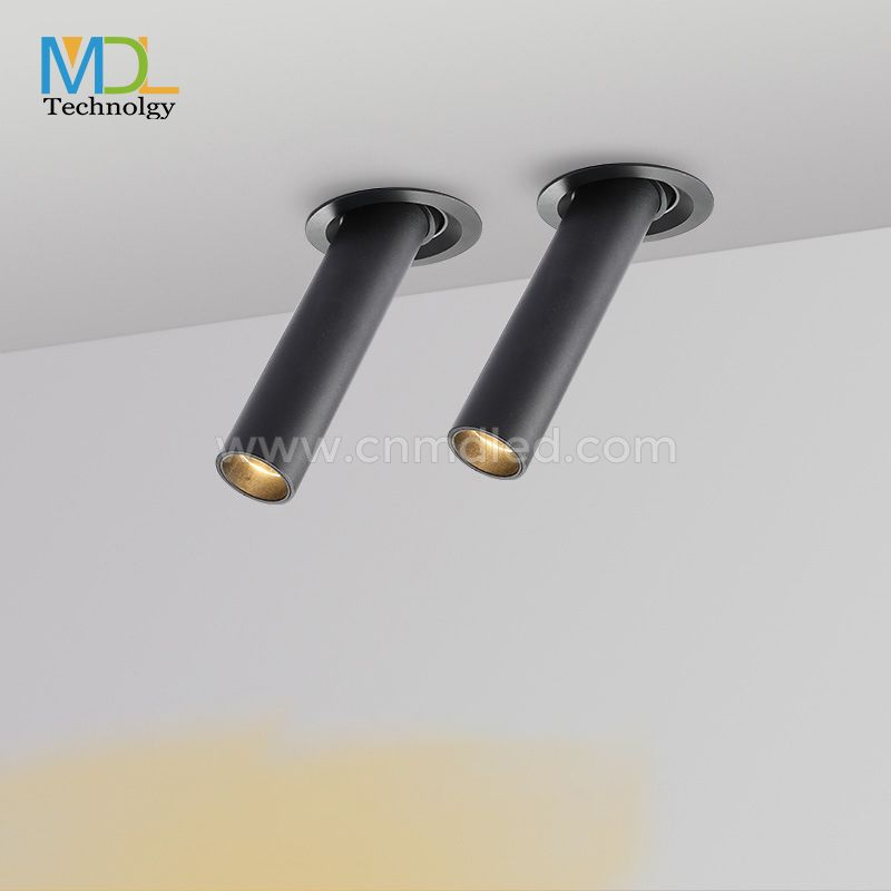 MDL BlackWhite Long Tube LED Downlight 12W Recessed LED Angle Swivel Spotlight Model: MDL-RDL7A