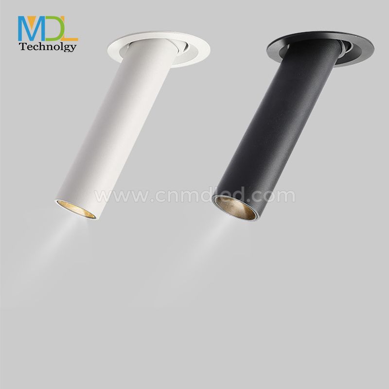 MDL BlackWhite Long Tube LED Downlight 12W Recessed LED Angle Swivel Spotlight Model: MDL-RDL7A