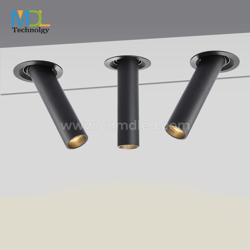 MDL BlackWhite Long Tube LED Downlight 12W Recessed LED Angle Swivel Spotlight Model: MDL-RDL7A