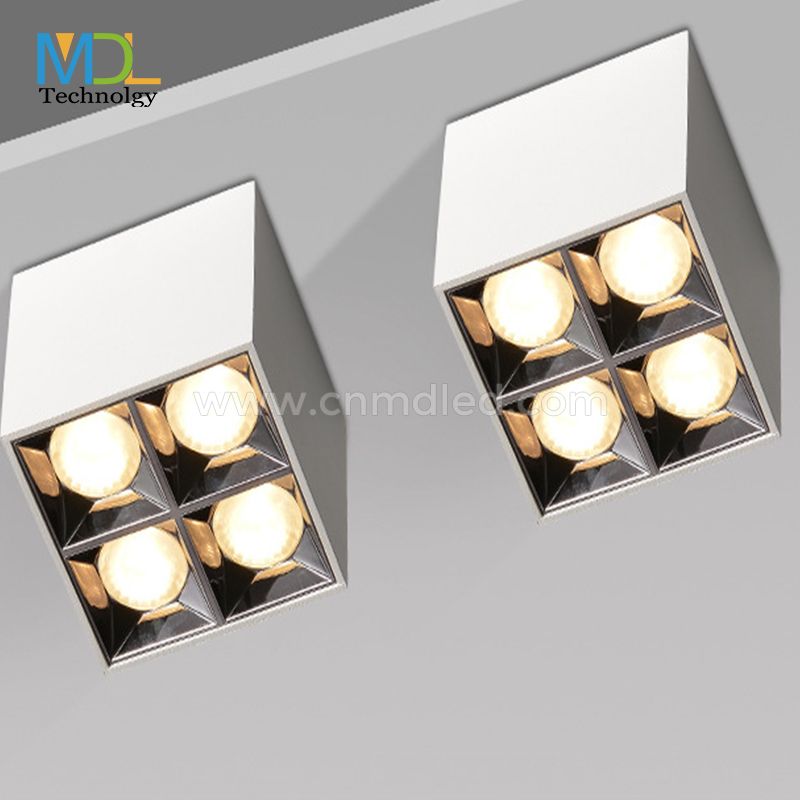 MDL Quare Deep Downlight Anti-Glare Four Head Fixtures Adjustable COB LED Spot Light Model: MDL-RDL8D