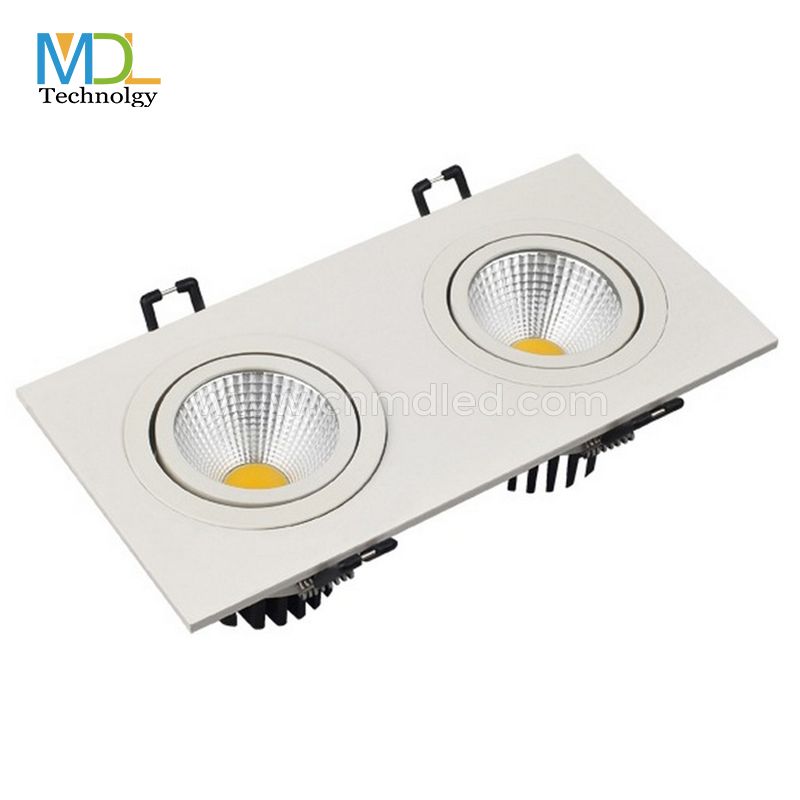 MDL White Recessed Rectangular Single Double Triple Heads COB Gimbal Square LED Spot Ceiling Light Model: MDL-GDL11
