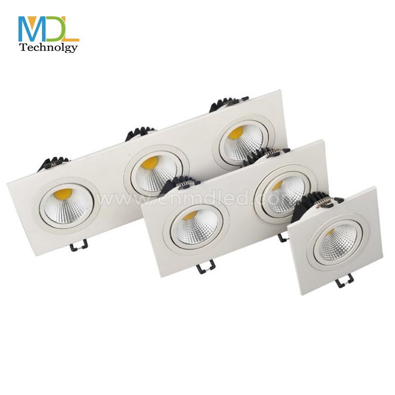 MDL White Recessed Rectangular Single Double Triple Heads COB Gimbal Square LED Spot Ceiling Light Model: MDL-GDL11