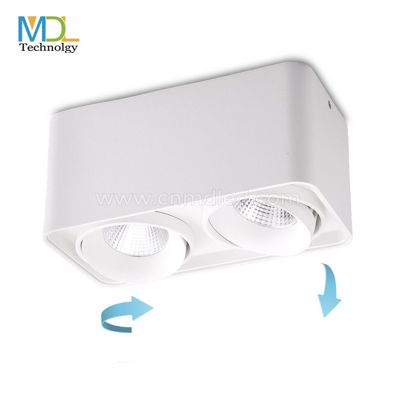 MDL Surface mounted downlight square double head light adjustable angle ceiling COB spotlight Model: MDL-SMGDL1