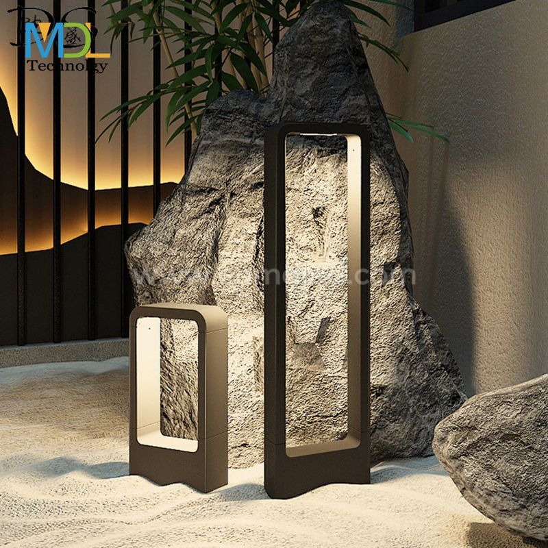 MDL Outdoor Die-cast Aluminum Bollard Waterproof Modern Rectangular Lawn Light Landscape Bollard Light Led Garden Light Model: MDL-BLL3