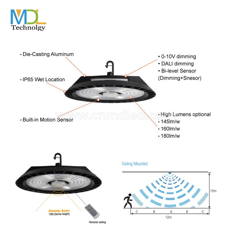 MDL Microwave sensor High-power UFO High bay lights Model:MDL-HB(DH)