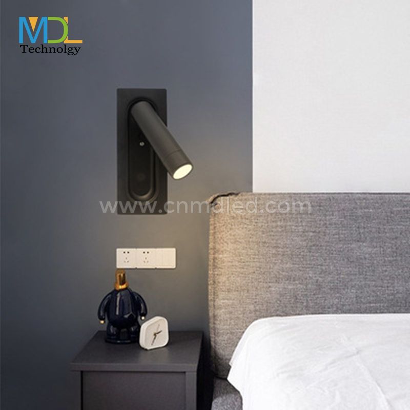 MDL LED reading light hotel bedside 3W automatic switch embedded bedside light Model: MDL-RWL1