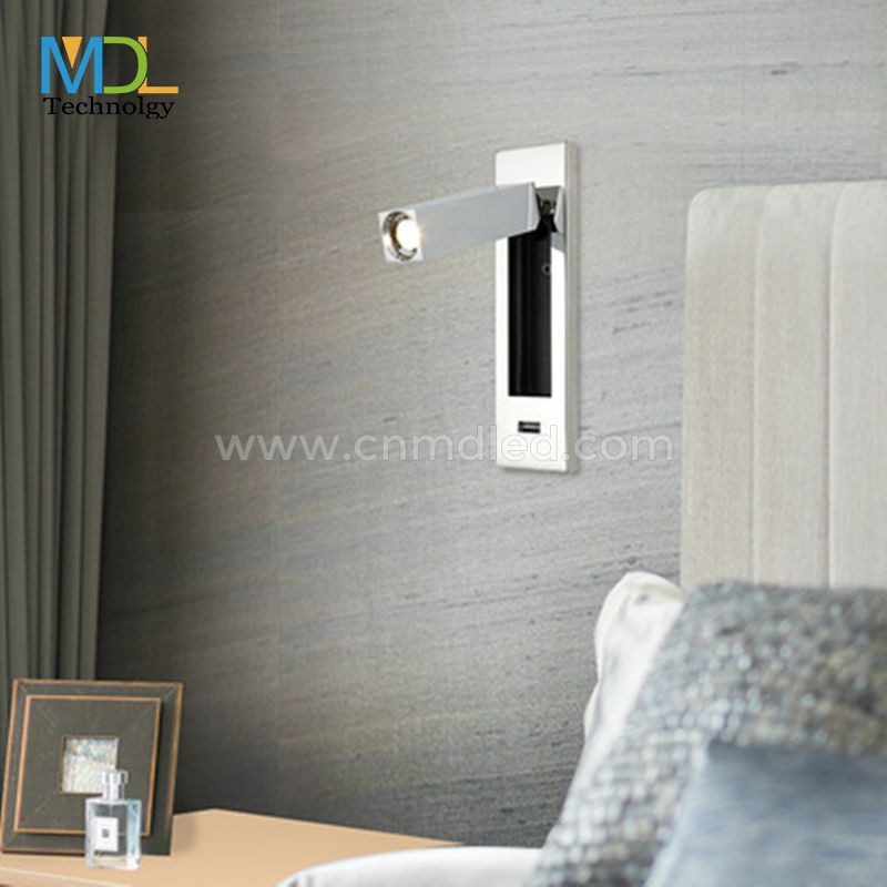 MDL Hotel Engineering Reading Lamp European Room Bedside Bedroom Living Room Corridor Aisle Bronze Embedded Usb Interface LED Reading Wall Light Model: MDL-RWL9