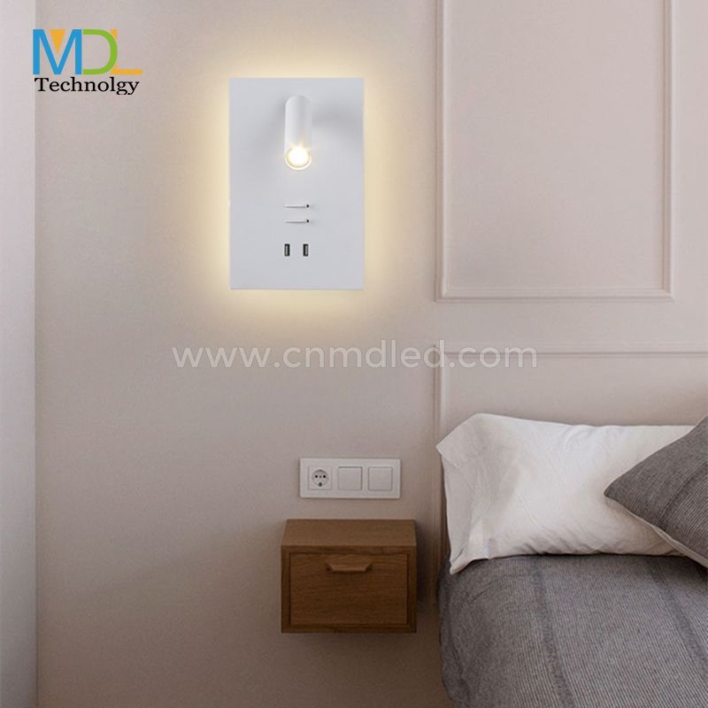 MDL Rectangular USB charging bedside LED reading wall Light Model: MDL-RWL13