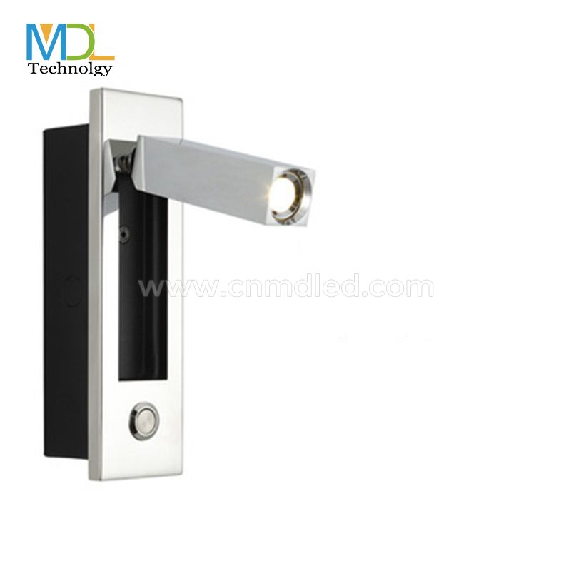 MDL Bedside Reading Light Recessed Push Switch  Wall Lamps, 360° Rotatable 90° Foldable Model: MDL-RWL16