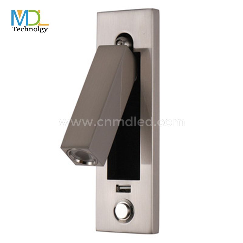 MDL Bedside Reading Light Recessed Push Switch  Wall Lamps, 360° Rotatable 90° Foldable Model: MDL-RWL16