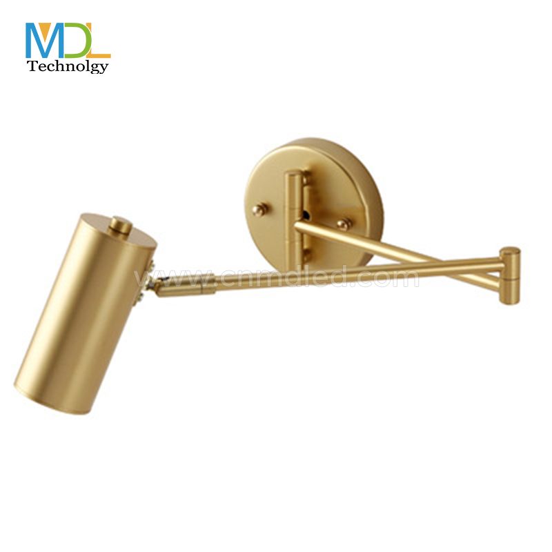 MDL LED Wall Lamp Simple Bedroom Study Bedside Reading Lamp Folding Telescopic Long Rod Rocker Sconce Gold Model: MDL-RWL23