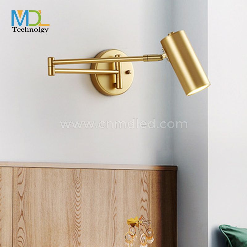 MDL LED Wall Lamp Simple Bedroom Study Bedside Reading Lamp Folding Telescopic Long Rod Rocker Sconce Gold Model: MDL-RWL23