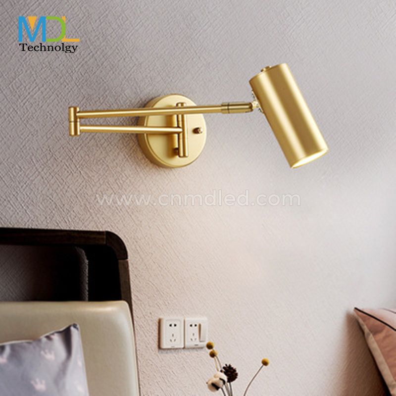 MDL LED Wall Lamp Simple Bedroom Study Bedside Reading Lamp Folding Telescopic Long Rod Rocker Sconce Gold Model: MDL-RWL23