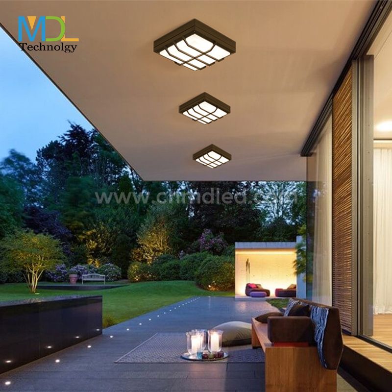 MDL Square Mini Bulkhead Light LED Grille Gray IP65 Waterproof Aluminum with Frosted Cover Ceiling Flush Light MDL-FWL2