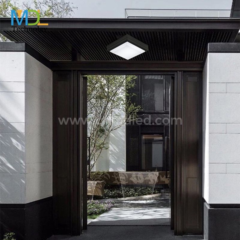 MDL Square Mini Bulkhead Light LED Grille Gray IP65 Waterproof Aluminum with Frosted Cover Ceiling Flush Light MDL-FWL2