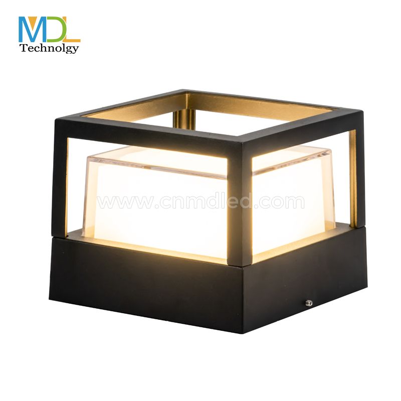 MDL  Square Black Aluminum Door Post Lights, Patio Pillar Wall Lamp Exterior Table Column Light MDL-OWL13B