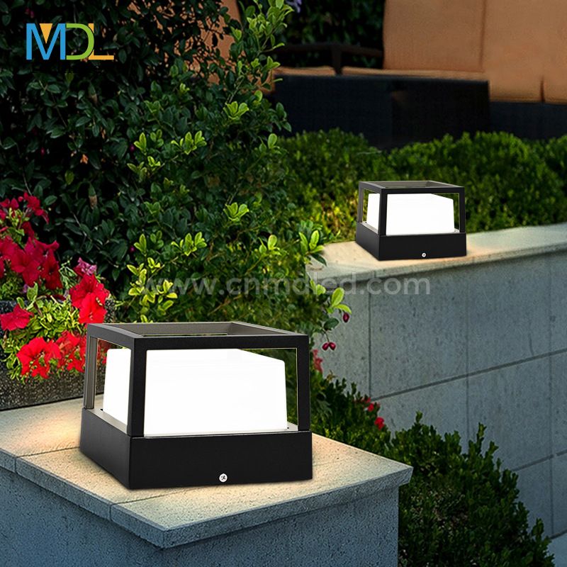 MDL  Square Black Aluminum Door Post Lights, Patio Pillar Wall Lamp Exterior Table Column Light MDL-OWL13B