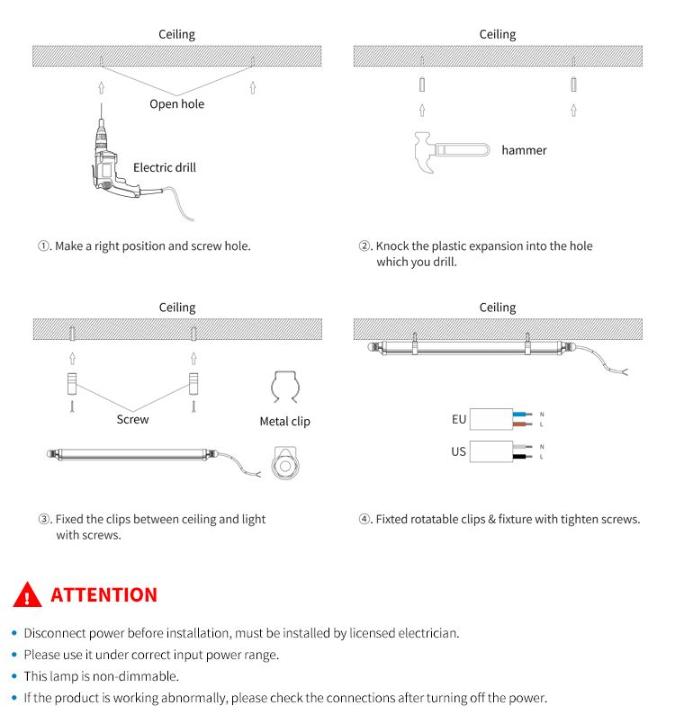 T8 LED Dustproof Fixture Bracket Model: MDL-SF11