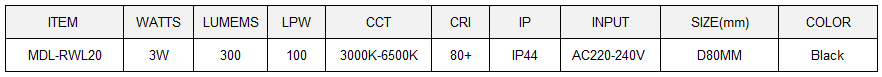 LED Reading Light Model: MDL-RWL20