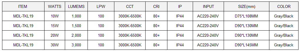 LED Track Light Model: MDL-TKL19