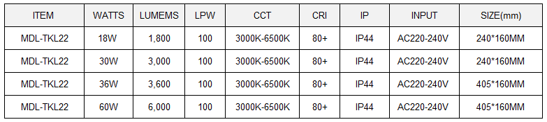 LED Track Light Model: MDL-TKL22