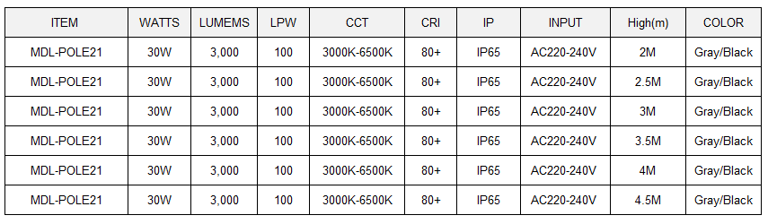 LED Pole Light  Model:MDL-POLE21