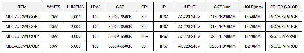 LED Inground Light Model:MDL-AUDWLCOB1