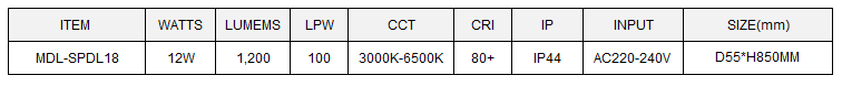 Pandent LED Down Light Model: MDL-SPDL18