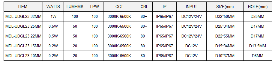 LED Inground Light Model:MDL-UDGL23